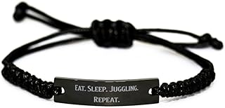 New Juggling Black Rope Bracelet, Eat. Sleep. Juggling. Repeat, for Friends, Present from, Engraved Bracelet for Juggling
