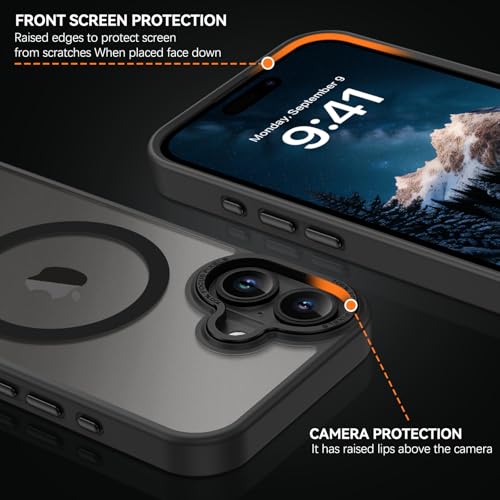 Image of YINLAI for iPhone 17 Case 6.3-inch,Magnetic Compatible with MagSafe, Slim Matte Anti-Fingerprint, Shockproof Full Body Military Grade Protection for iPhone 17 Cover, Black