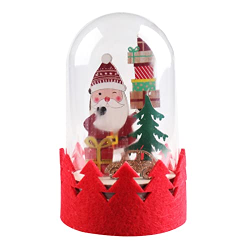 Bas de Noël éclairé par LED YXWYXWA avec dôme en verre et bonhomme de neige pour table