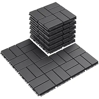 Goovilla Plastic Interlocking Deck Tiles, 9 Pack Outdoor Patio Flooring
