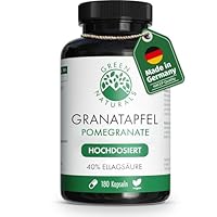 Green Naturals® Granatapfel Kapseln - Hochdosiert: 50:1 Extrakt (=110.000mg) je Tagesdosis mit 40% Ellagsäure - Polyphenole - Deutsche Herstellung - 100% Vegan & Ohne Zusätze - Vorrat für 2 Monate