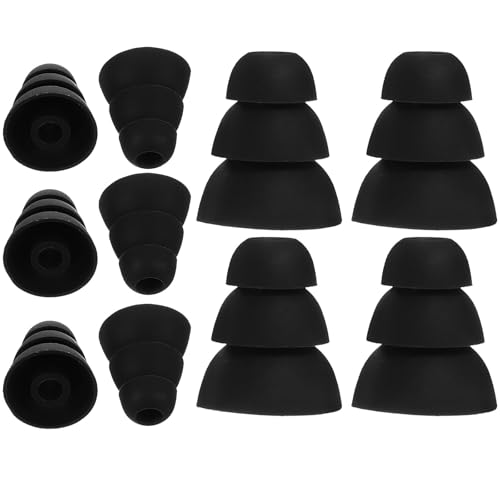 MAGICLULU D'embouts D'oreille en Silicone Noir Trois Couches Lot de 5 Paires Taille L, Souples et Solide pour Écouteurs Intra-auriculaires Confortables Port Prolongé