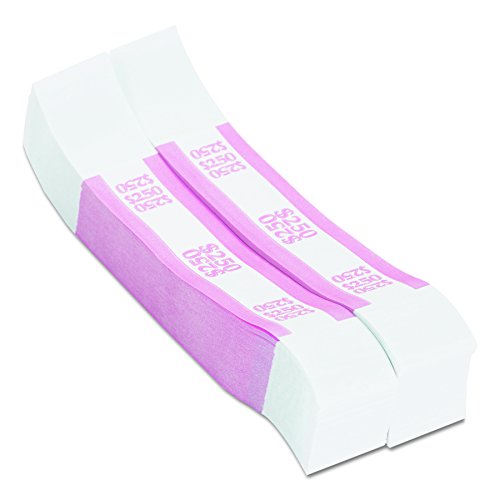 MMF Industries Currency Straps, Pink, Self-Adhesive, Each Strap Holds $250 in Cash Bills, Pack of 1000 Bands (216070E13)