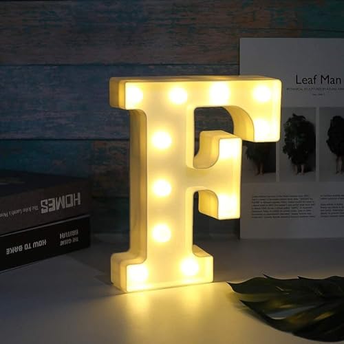 Image of Marquee F Alphabet Shaped LED Light Lamp | Decorative Wall Hanging for Birthday, Party, Wedding, Festive & Home Decor | Battery Operated Night Light (F)
