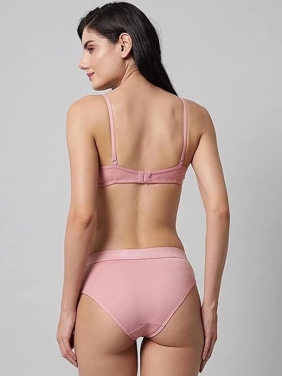 Image of Women Cotton Honeymoon Balconette Lightly Padded Bra Panty Set Women Everyday Lingerie Set Push up Bra Panty Set Panty Bra Set for Women