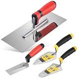 4 PCS Masonry Hand Tool Set, 6' Grouting Trowel, A 6' Scraper, 11' X 4' Flat Trowel With A Soft Handle, And A 4.92' X 1.97' Finishing Trowel, Suitable For Concrete, Drywall,Tile, and Plastering