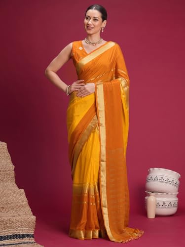 Image of AKHILAM Women's Mysore Silk Ombre Woven Design Saree With Unstitched Blouse Piece (KUSUM4101 NSM Parent)