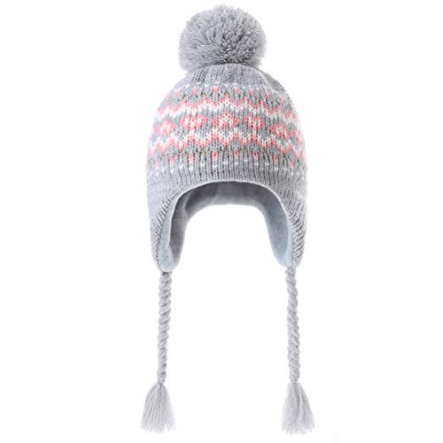 Moon Kitty Girls And Boys Knit Earflap Hats Fleece Lining Hats For Winter #TOP1