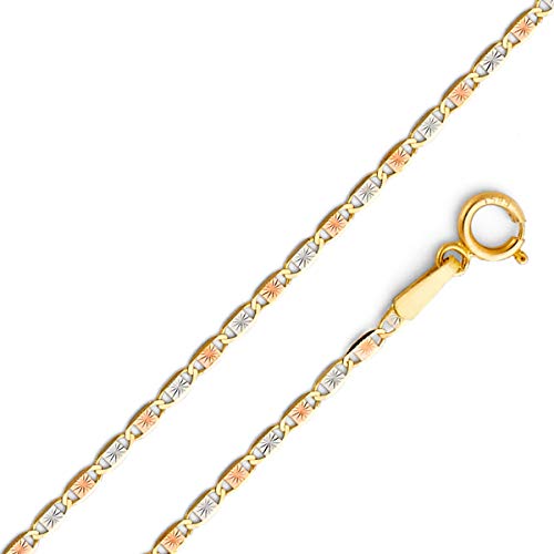 Tgdj 14K Tri Color Gold Sweet 15 Years Quinceanera Heart Charm Pendant With 1.5Mm Valentino Chain | 14K Gold Necklace Chain With Pendant | Spring-Ring Clasp Pattern Unisex Real Gold Chain (16) #TOP3