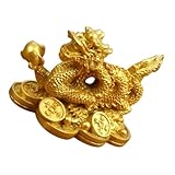 DIYEAH Estatua de Drag&oacute;n Chino de Resina Feng Shui Adorno de Escritorio Vintage Imitaci&oacute;n Cobre Figura Zodiacal Decorativa para Hogar y Oficina S&iacute;mbolo...