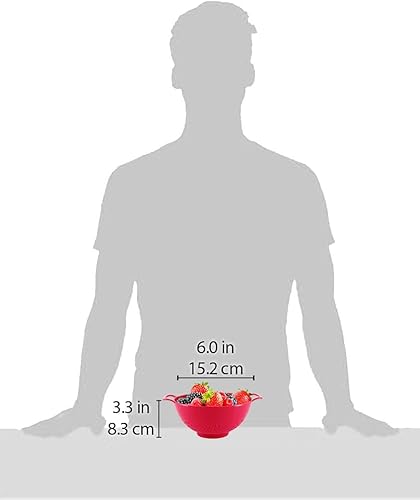 Miniatura 2 de Colador de alimentos compacto de 6 pulgadas, asas dobles, sin BPA, apto para lavavajillas, para frutas, verduras y pasta, capacidad de 3 tazas,