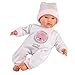 Produktbild Llorens 1030010 Puppe Cuquita mit blauen Augen, Babypuppe mit weichem Körper, inkl. Stampler und Mütze, 30 cm, Blau, Rosa, Weiß