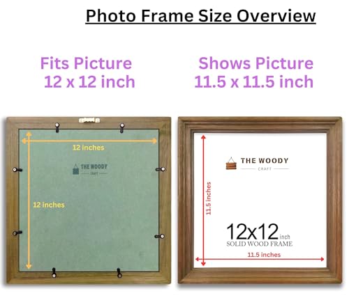 Image of 12x12 square Frame | Aesthetic Photo Frame | Small Frames | Brown Wooden Photo Frames for Wall | Elegant Bedroom & Office Decor (12x12 inch, Brown)