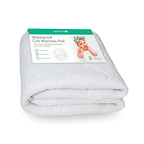 Image of Newton Baby Waterproof Crib Mattress Pad | 100% Breathable Quilted Layer for Comfort & Universal Fitted Skirt for Secure Fit | Machine Washable | Crib Mattress Protector Pad Waterproof, 1 Pack