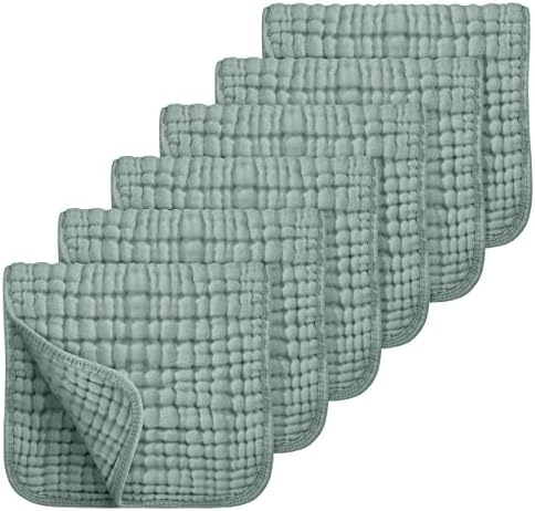 Looxii Muslin Baby Burp Cloths, Absorbent Brup Rags 6 Pack Set for Baby