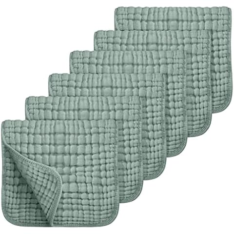 Looxii Muslin Burp Cloths 100% Cotton Large 20''x10'' Extra Soft and Absorbent 6 Pack Baby Burping Cloth for Boys Girls (Dark Green) Cover
