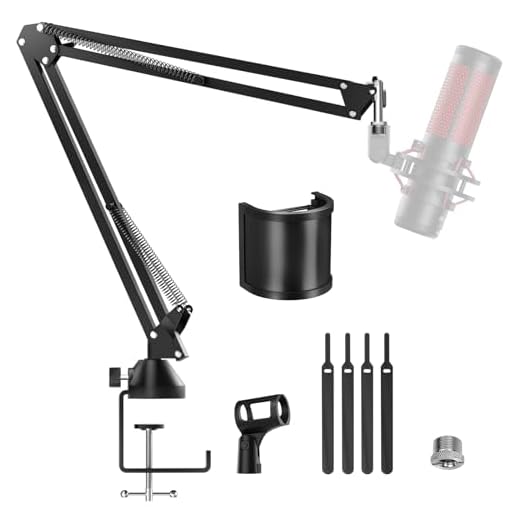 TONOR Brazo de Microfono Ajustable, Boom Arm con Extra-Grande Pop Filtro, Soporte Tipo Tijera, Soporte Microfono Mesa para Streaming Gaming, Equipo Grabación, Versión Extendida, Longitud Extra, T10L