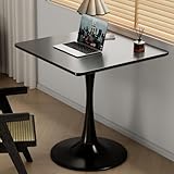24' Black Small Dining Table for 2 or 4, Small Square Tulip Table for Kitchen, Round Corner Wood Bistro Table, Mid Century Modern Tables with Sturdy Pedestal for Living Room, Cafe, Office, Pub, Bar