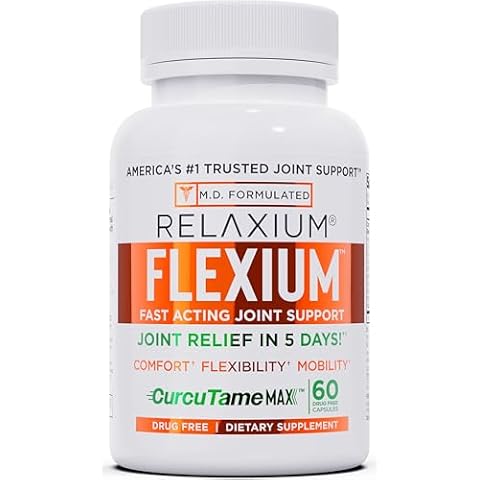 Relaxium Flexium Fast Acting Joint Support, Drug-Free, with CurcuTame Blend, Supports Joint Flexibility and Function, 60 Capsules Cover