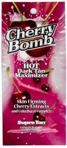 Supre Tan Cherry Bomb Hot Dark Tanning Maximiser with Skin Firming Cherry Extracts 15ml sachet