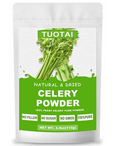 Premium Celery Powder, 100% Natural Celery Powder Rich in Antioxidants, Minerals and Fibers, GMO Free, No Additives, Vegan