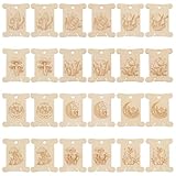 ORIGACH 24 Pcs 12 Styles Mushroom Wooden Thread Winding Boards Embroidery Floss Bobbins, Wooden Embroidery Floss Organizer Needlework Thread Holder for Embroidery, Cross Stitch, Needlepoint