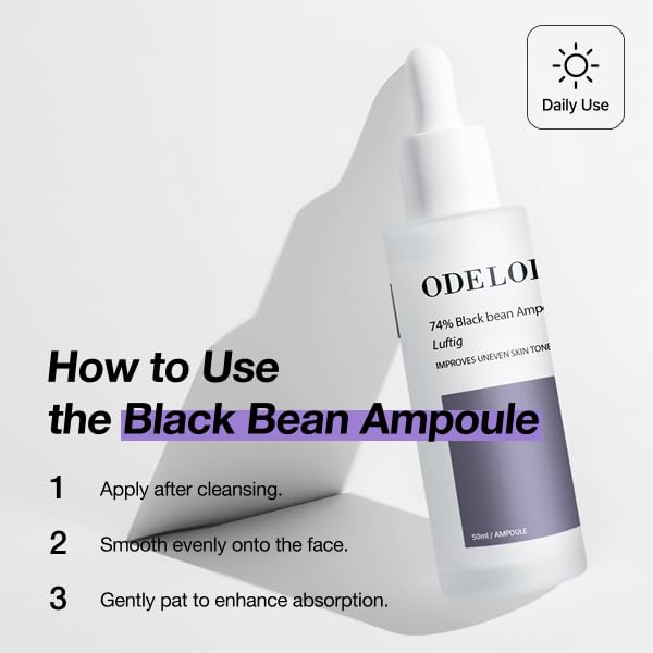 Black bean 74% Ampoule Luftig 1.69 fl.oz / 50ml, Skin Calm Ampoule with Skin Vitalizing, for Sensitive and Combination Skin, Mild Ampoule for Face, Korean Skin Care - Image 5