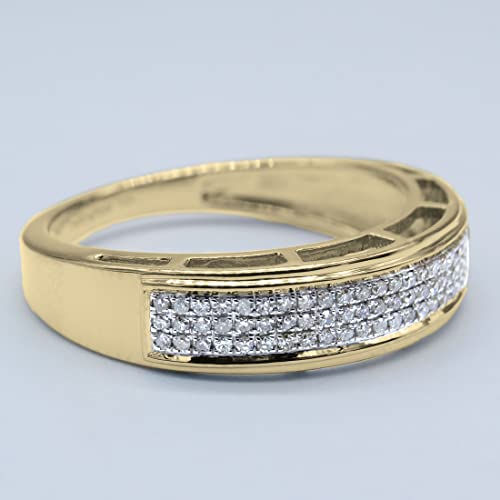 Dazzlingrock Collection 0.25 Carat (ctw) Round White Diamond Men's Hip Hop Anniversary Wedding Band 1/4 CT, 10K Gold, White Diamond, Yellow Gold, white-gold - Image 5