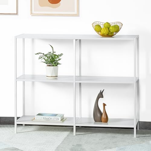 HDANI Table Console en Métal 100cm avec 3 étagères de Rangement,Petite Table de canapé,Table...