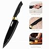 Knife Set With Block,Dishwasher Safe Kitchen Knife Set With Built-In Sharpener,German Stainless Steel Black Knife Block Set(Night Flash Series)