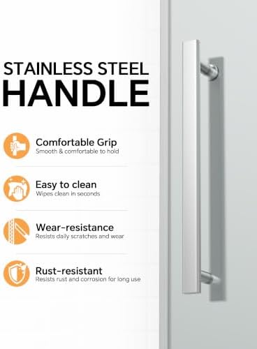 Frameless Glass Shower Door 44-48" W x 72" H, Brushed Nickel - 4