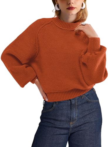 Image of SuperPrity Sweaters for Women Fall 2024 Mock Neck Long Sleeve Knit Oversized Cropped Pullover Sweaters Top Trendy Outfits