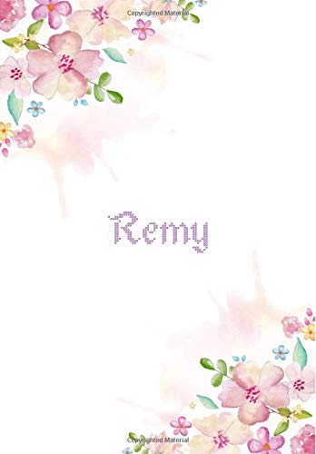 Remy: 7x10 inches 110 Lined Pages 55 Sheet Floral Blossom Design for Woman, girl, school, college with Lettering Name,Remy