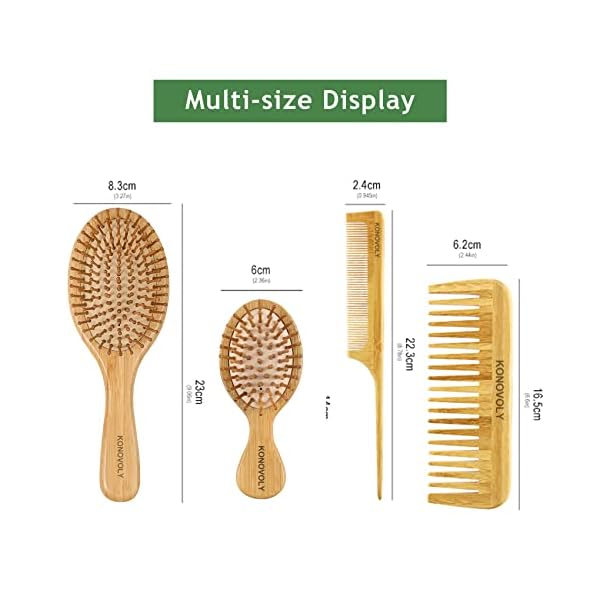 4PCS Bambus Haarbürste Set mit Paletten Entwirrungsbürsten Umweltfreundliche Naturhaarbürste,geeignet für Frauen,Männer und Kinder,Geschenkset für Haare/dünn/lockig/trocken – Bild 6