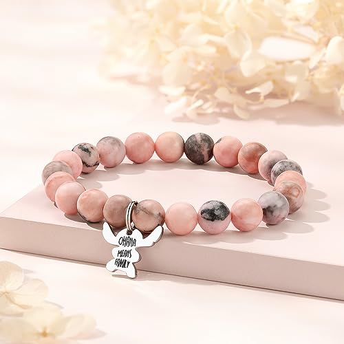 Stitch Gifts, Pink Pearl Stitch Bracelets for Daughter/Granddaughter/Niece/Sister, Natural Stone Bracelet Jewelry Gift for Birthday Christmas Valentines Day3