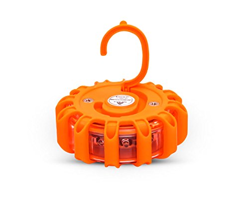 Gear Gurus Led Road Flares Kit - Flashing Warning Light Emergency Disc Beacon Roadside Flare Safety Light Magnetic Base For Car Truck Boat - Batteries Screwdriver Gloves Storage Bag Included (1-Set) #TOP3