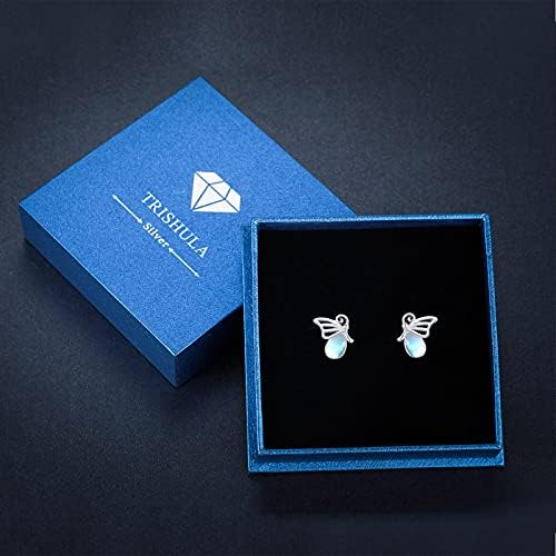 Butterfly Earrings 925 Sterling Silver Hypoallergenic Moonstone Stud Earrings Animal Earrings Butterfly Jewellery Gifts for Women Girls Kids