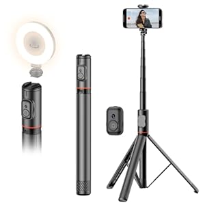 Joyful 72″ Phone Tripod & Selfie Stick,Extendable Cell Phone Tripod Stand with Wireless Remote Control and Cold Shoe Mount,Compatible with iPhone and Samsung Android for Video/Photo/Vlog (Black)