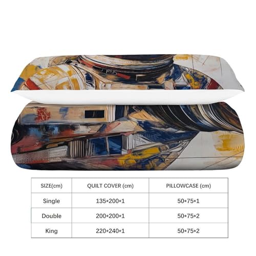 Housse de couette astronaute 135x200 parure lit espace microfibre - 4