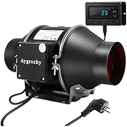 Ventilador Para Forja Aygrochy 100 mm Ventilador Extractor de Aire con regulador de temperatura y humedad, ventilador para Booster, tienda de crecimiento