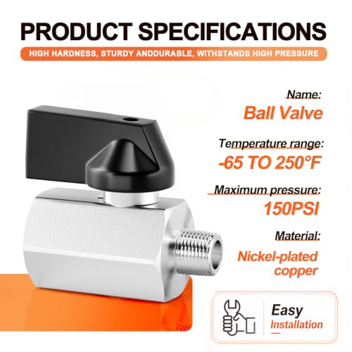 Image of GASHER 1 /8 inchNPT(F x M) Nickel Plated Brass Mini Ball Valve | 1 /8 Inch Male x Female NPT Thread Shut Off Valve for Regulate Flow