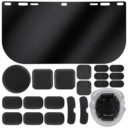 Feekoon 1 Pack Face Shield Replacement Lens with Helmet Pads Tinted Full Face Shield Compatible with Hobart 770580 Replacement Foam Padding Kits for Welding Grinding DIY Cosplay Helmet