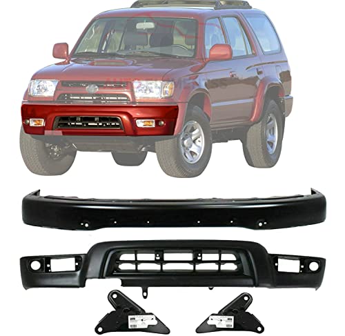 New Front Bumper Face Bar Paintable with Fender Flare Holes + Lower Valance Panel Primed + Arm Mounting Bracket Driver & Passenger Side For 1999-2002 Toyota 4Runner Direct Replacement 5210135927