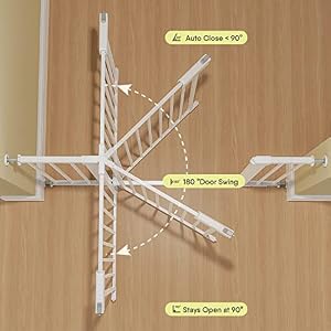 BabyBond 27-43" Easy Install Baby Gate for Stairs, Extra Wide Baby Gates for Doorway, Auto Close Safety Dog Gate, with Extenders and Pressure/Hardware Mounting Kit, White