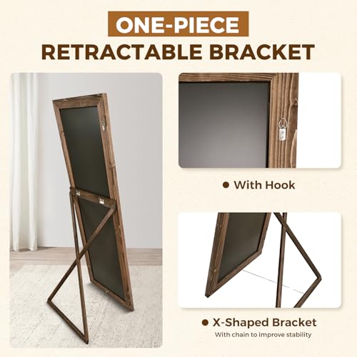 Image of 65x22in Full Length Mirror, Rustic Brown Beveled Wood Frame