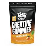 TASTY GAINS Creatine Gummies - 90g of Creatine Monohydrate - Workout Supplements - Build Muscle & Boost Strength for Men & Women - Made in USA - Non GMO - Vegan Friendly (Large, Pineapple Mango)