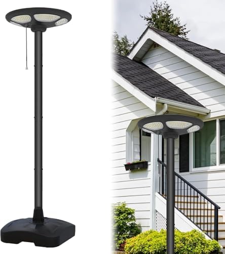 Solar Lamp Post Light Outdoor, Adjustable Light Poles for Outside, All-Weather Resistant Lamp Post for Yard, Garden, Patio, Swimming Pool, Campsite (2600 LM (Square Base))