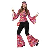 Morph 70s Disco Costume For Women, Hippie Fancy Dress Outfit, 60s Themed Party Attire, Retro Dress For Adults, Large