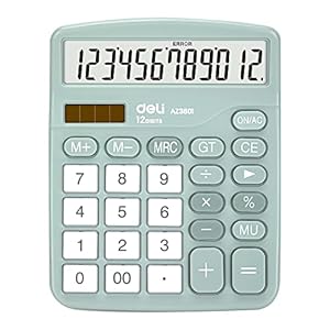 Calculator, Deli Standard Function Desktop Calculators with 12 Digit Large LCD Display and Sensitive Button, Solar…