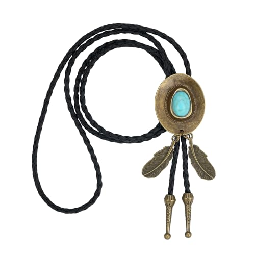 Image of Western Cowboy Bolo tie for Men Women Gold Silver Death Skull Moth Cross Bolo Tie Christmas Deer Rooster Wolf Necktie Gift